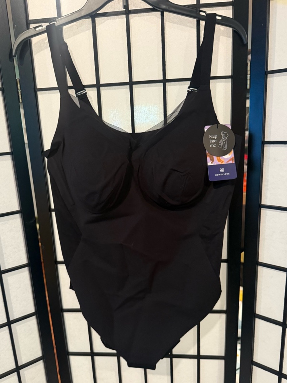 NWT Honeylove Black SuperPower Bodysuit Shapewear 1X Adjustable Straps